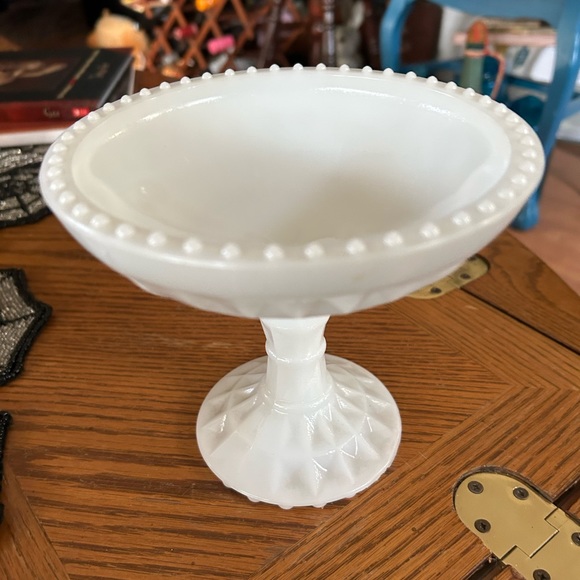 Vintage | Accents | Milk Glass Compote Footed Bowl Pedestal Compote ...